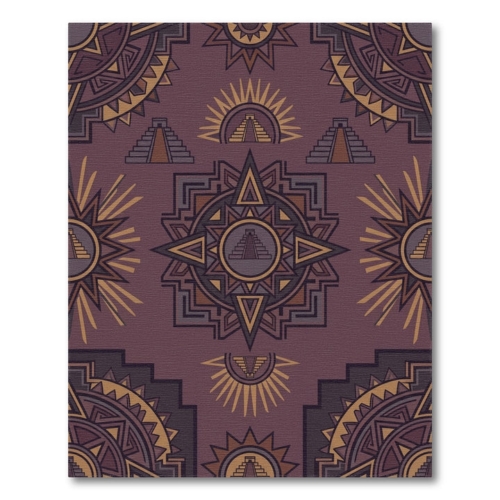 Rich Plum Sun Pyramid Geometric Art Rug