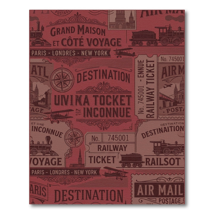 Vintage Travel Ticket Transportation Collage Rug