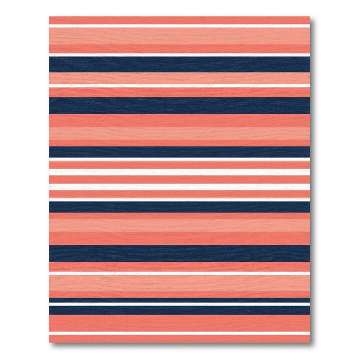 Coral Navy White Horizontal Stripe Rug
