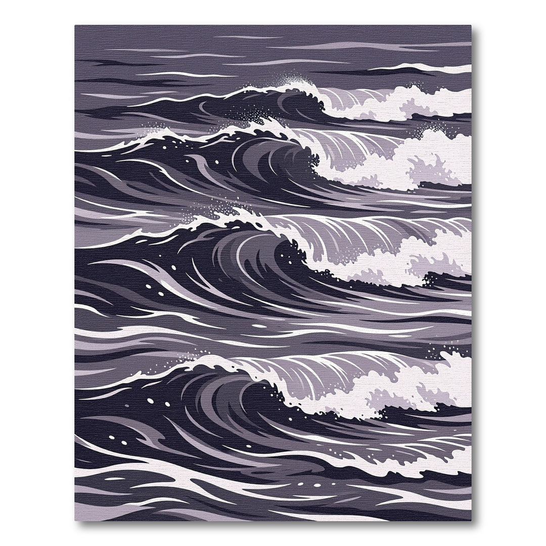 Dark Gray Dynamic Ocean Waves Rug
