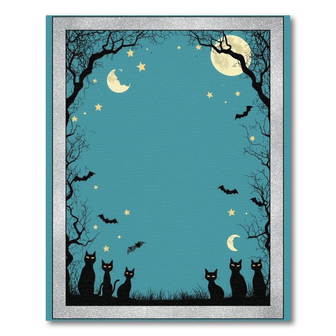 Midnight Black Cats Halloween Area Rug