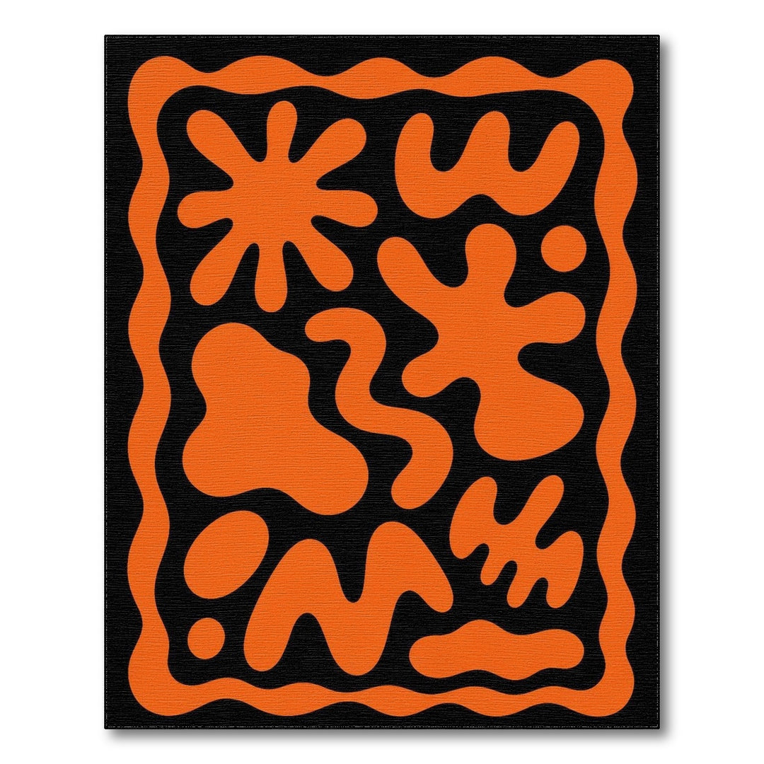 Orange Abstract Blob Washable Area Rug