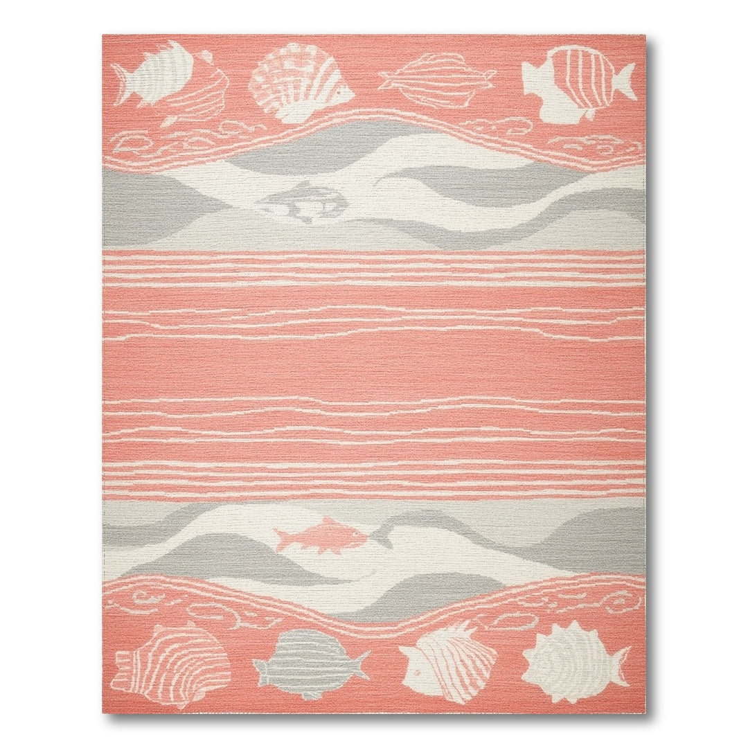 Pink Coastal Fish Wave Area Rug