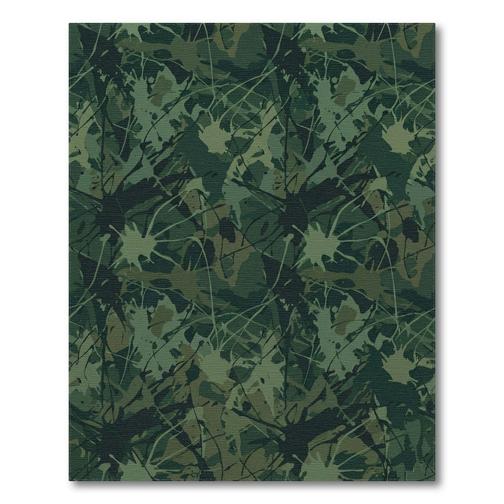 Earthy Green Splatter Camouflage Rug
