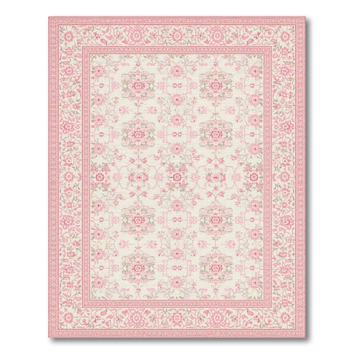 Pink Floral Vintage Washable Area Rug