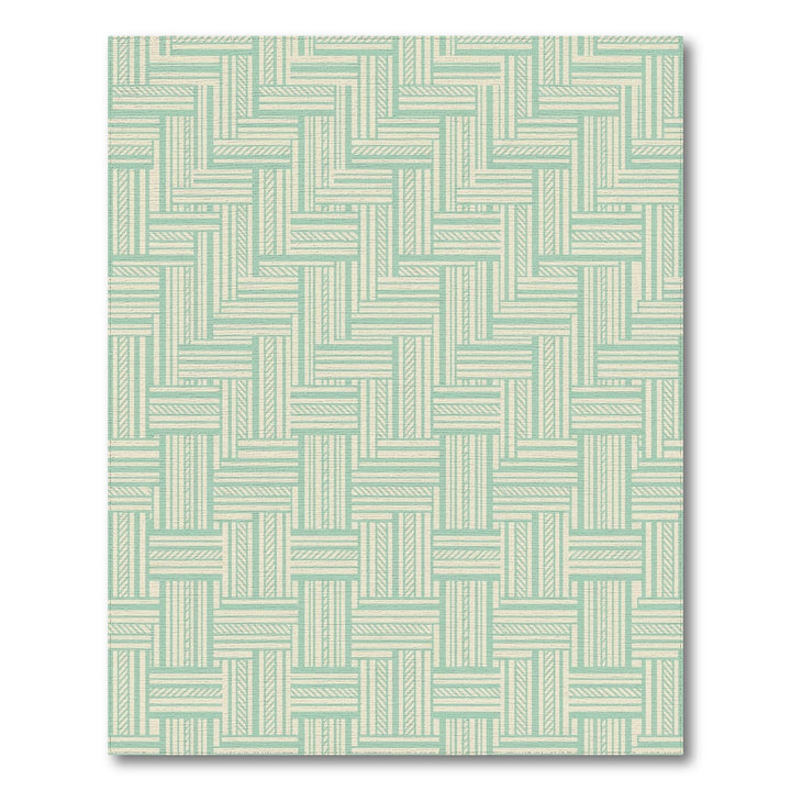 Pale Green Woven Basket Lattice Rug
