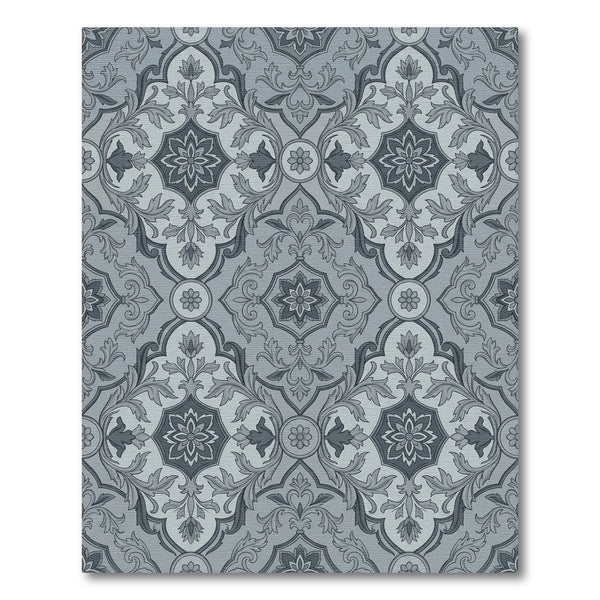 Gray Floral Medallion Baroque Tapestry Rug