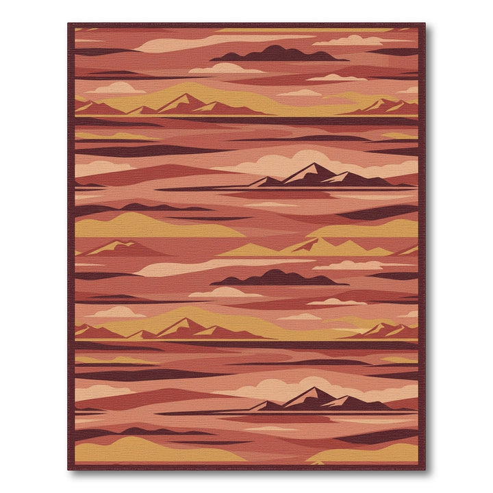 Earthy Mountain Sunset Abstract Layers Rug