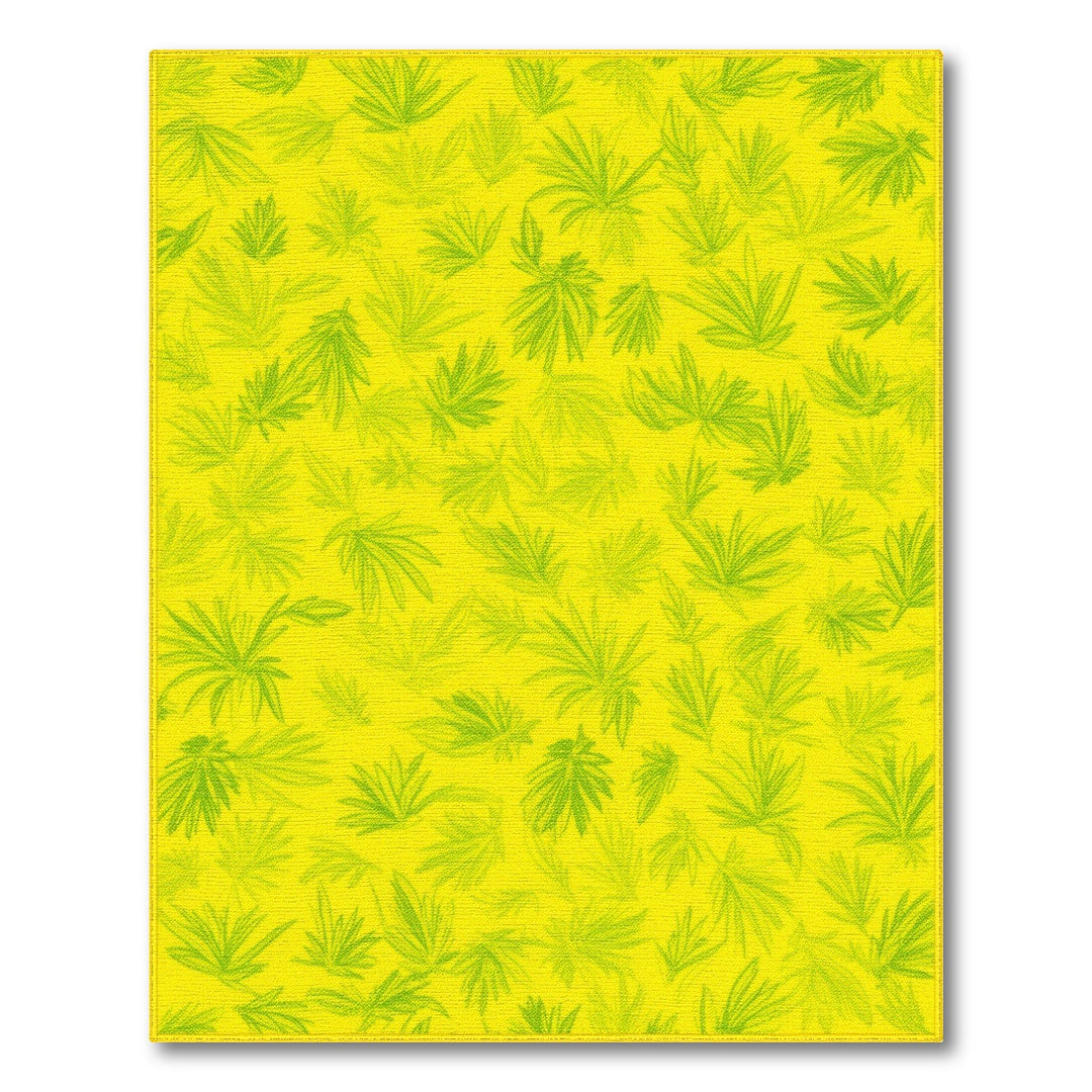 Yellow Leaf Print Area Rug