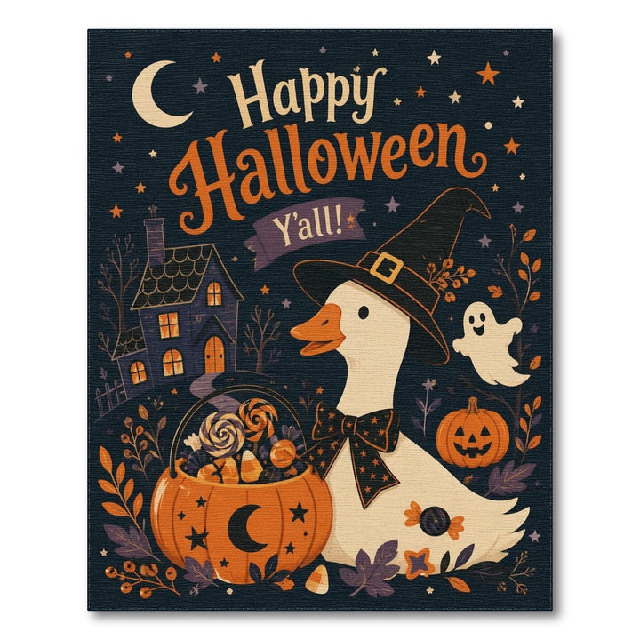 Happy Halloween Witch Duck Area Rug
