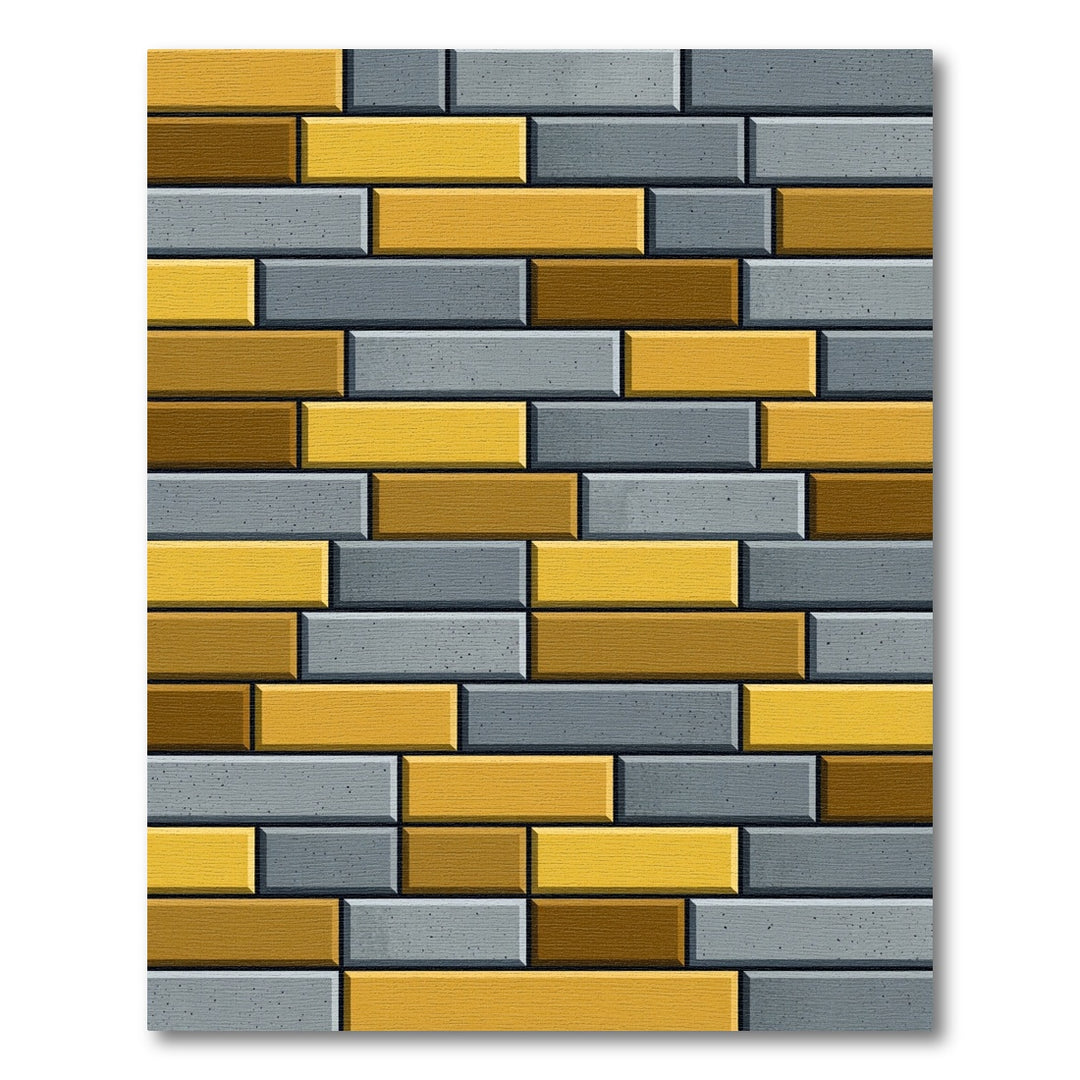 Rectangular Geometric Brick Yellow Gray Rug
