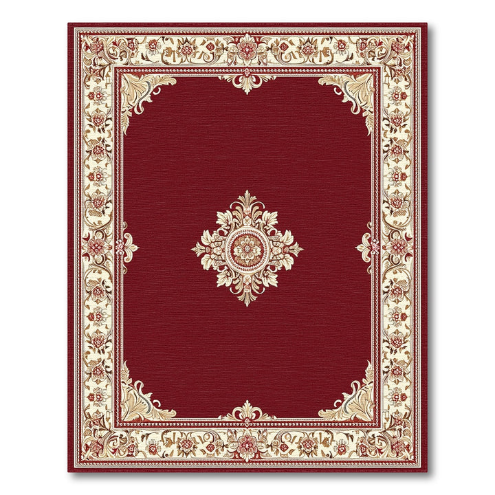 Red Persian Floral Medallion Area Rug