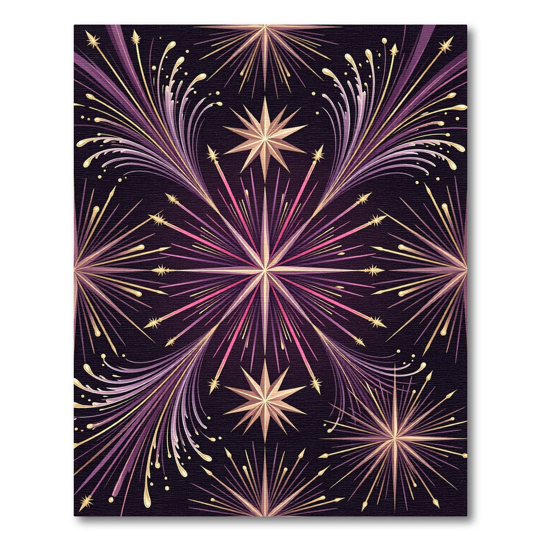 Radiant Gold Purple Starburst Rug