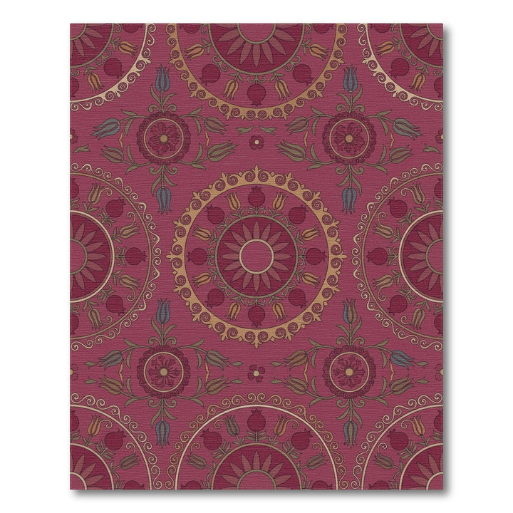 Crimson Medallion Floral Tulip Garden Rug