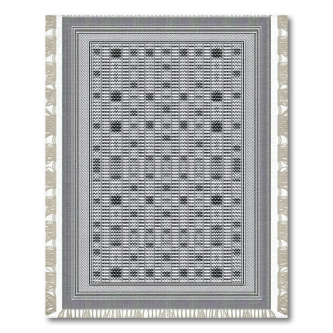 Black and White Black White Geometric Bordered Area Rug