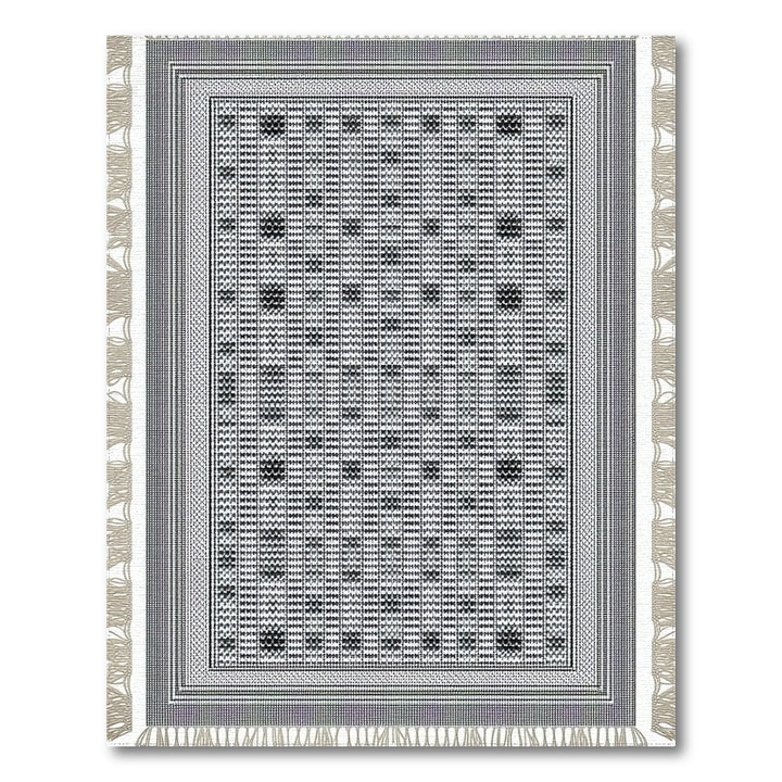 Black and White Black White Geometric Bordered Area Rug