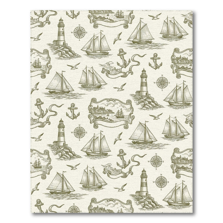 Nautical Lighthouse Sailboat Anchor Marine Scene Rug