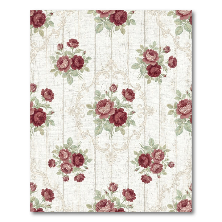 Burgundy Floral Acanthus Scroll Medallion Rug