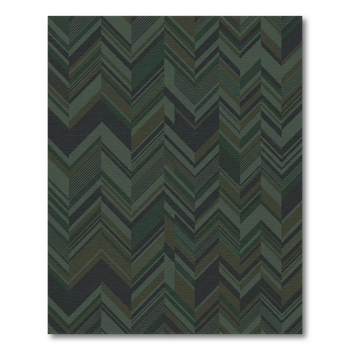 Deep Forest Green Chevron Stripes Rug