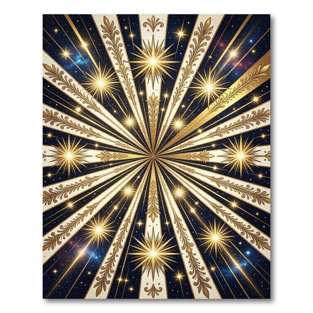 Radiant Gold Starburst Celestial Rug