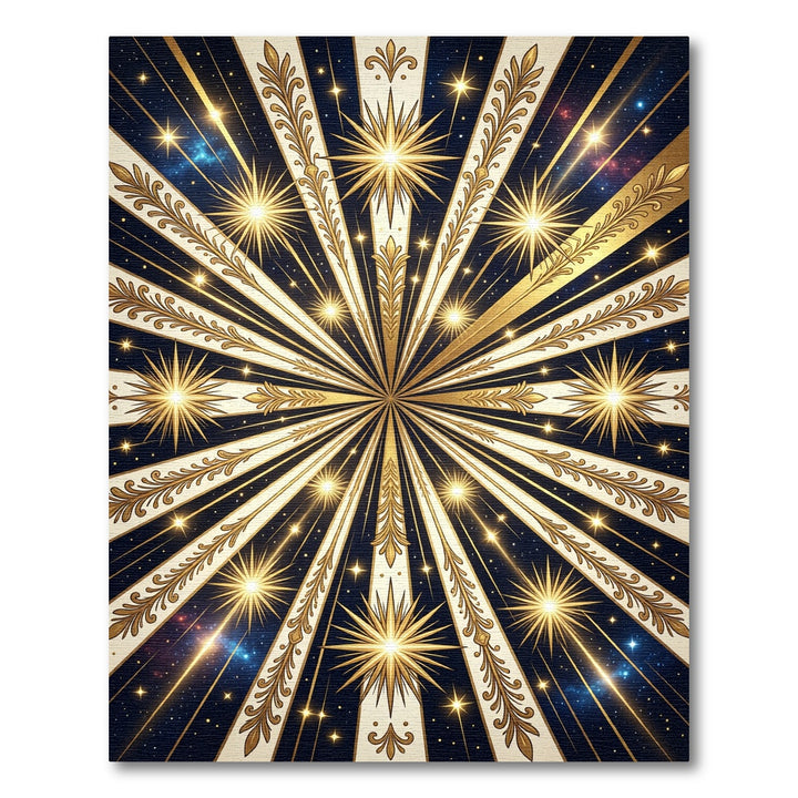 Radiant Gold Starburst Celestial Rug