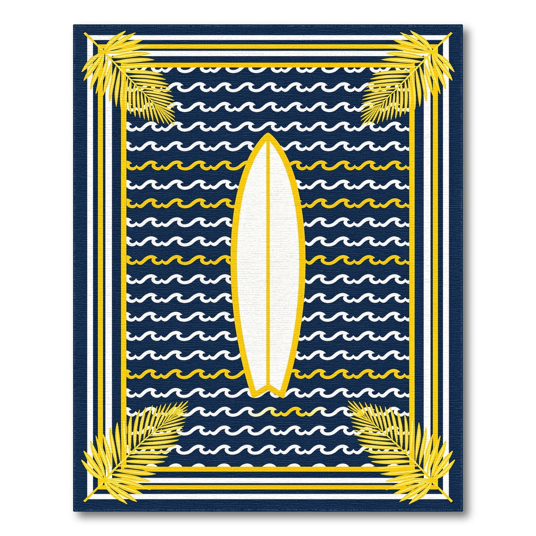 Coastal Surfboard Navy Area Rug
