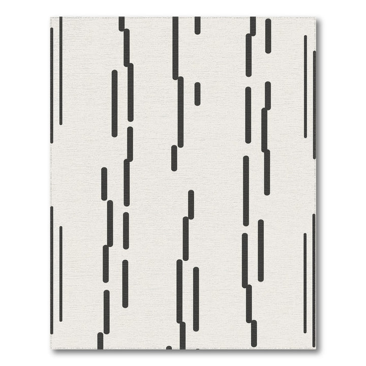 Black Vertical Line Geometric Area Rug