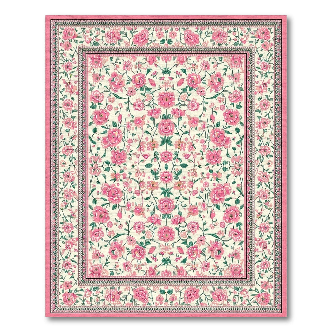 Pink Rose Pink Rose Vintage Floral Area Rug
