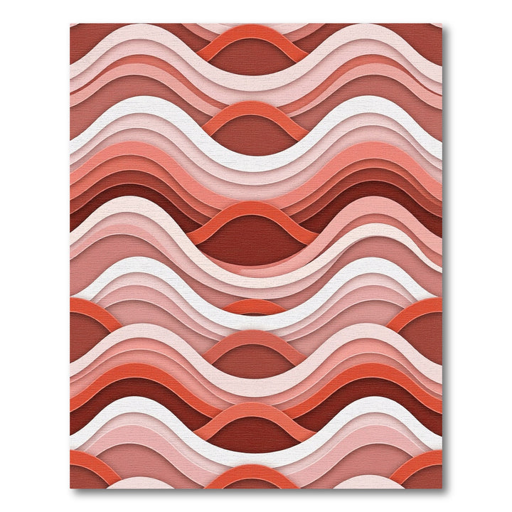 Coral Pink Layered Wave Texture Rug