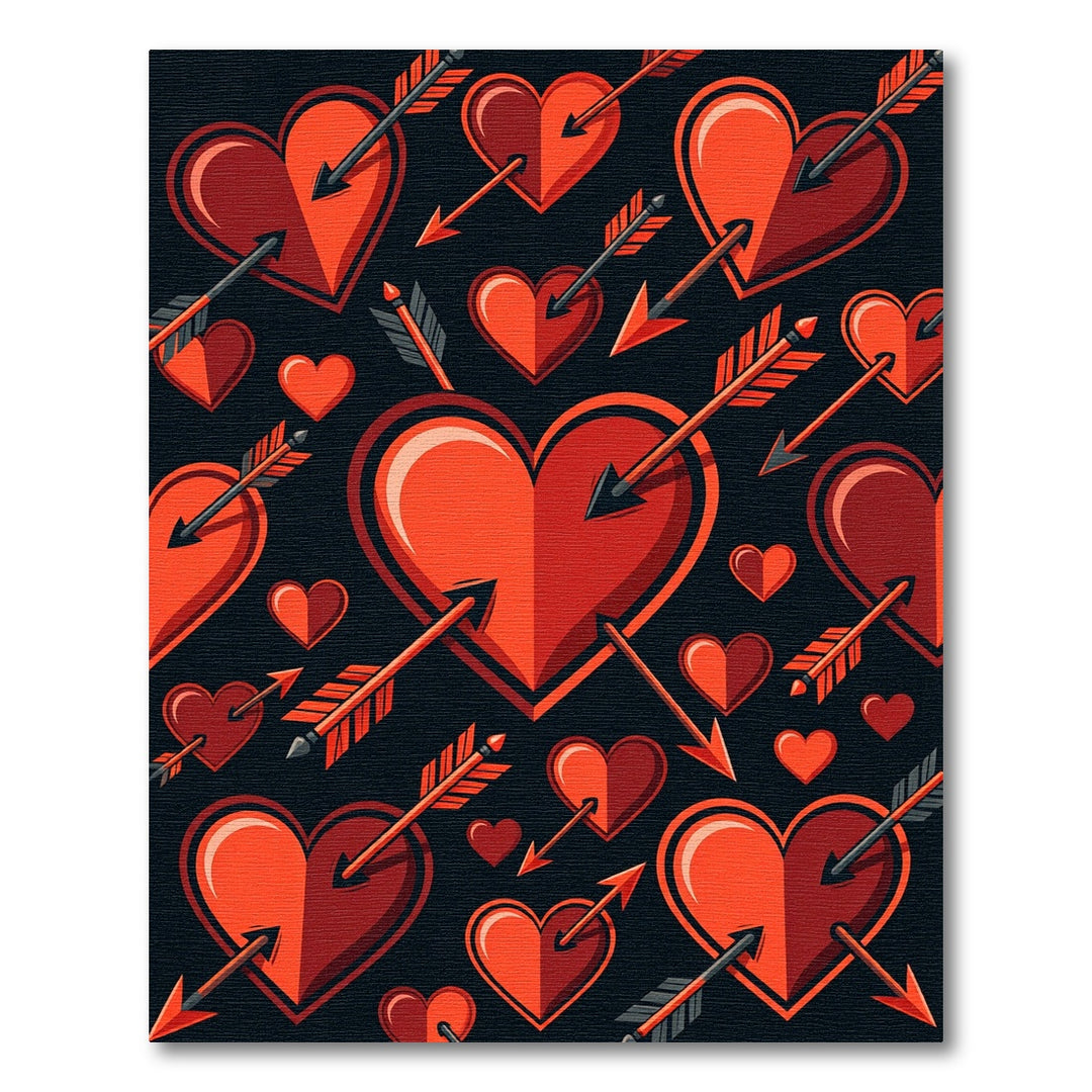 Bold Red Hearts Arrows Rug
