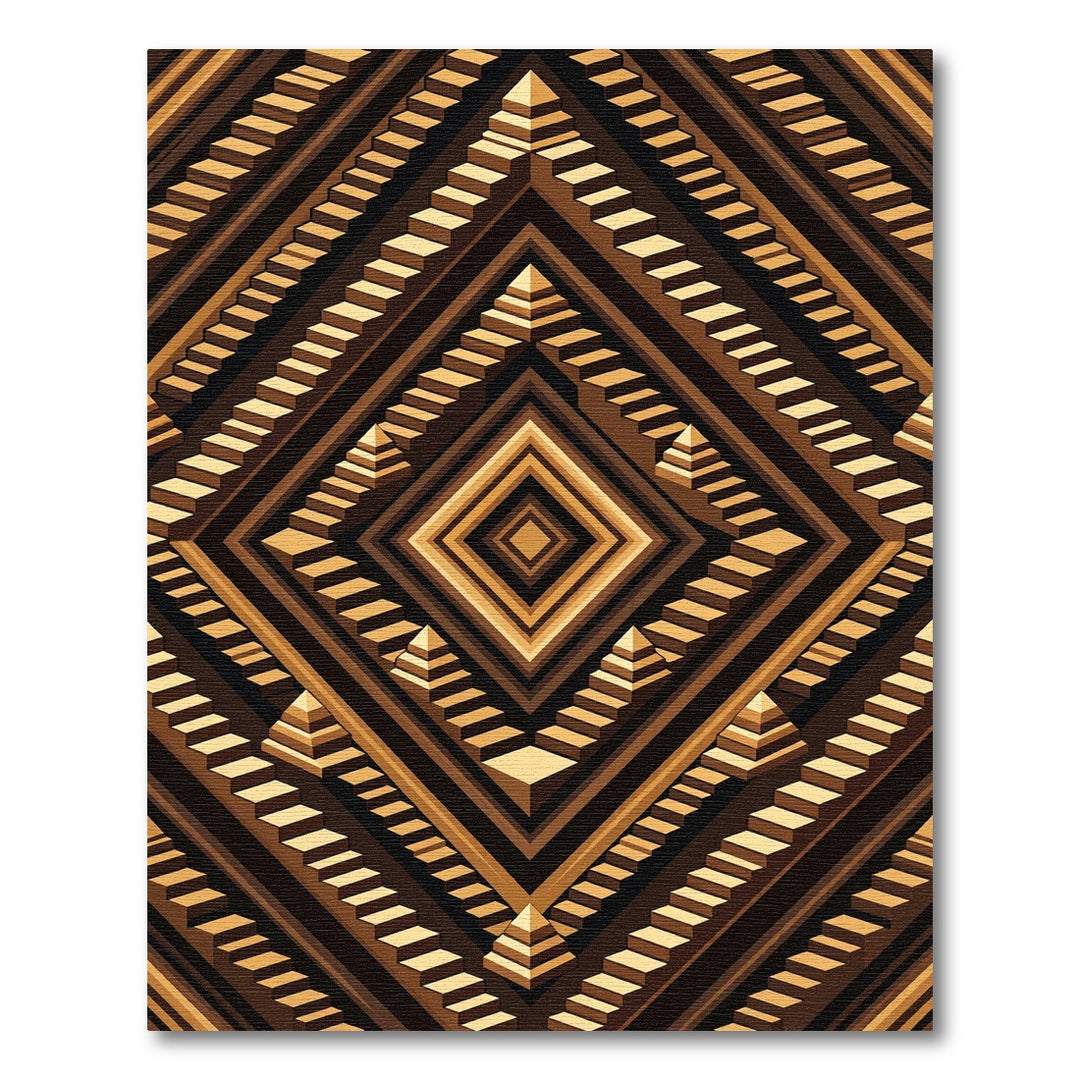 Brown Pyramid Steps Geometric Rug