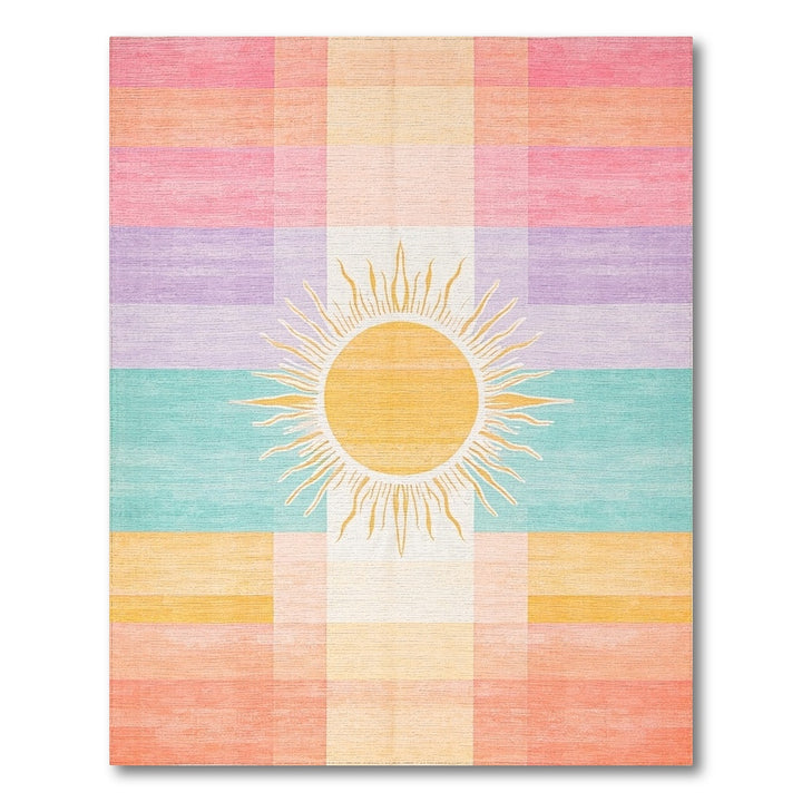 Sunburst Pastel Plaid Area Rug