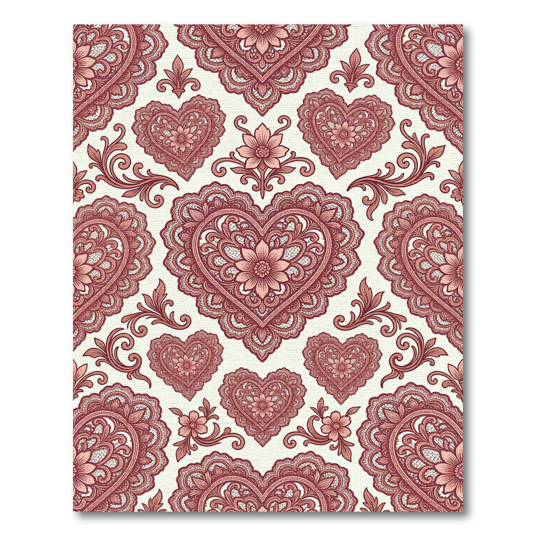 Vintage Dusty Rose Heart Medallion Rug