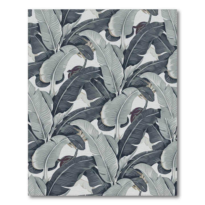 Monochrome Tropical Banana Leaf Lush Rug