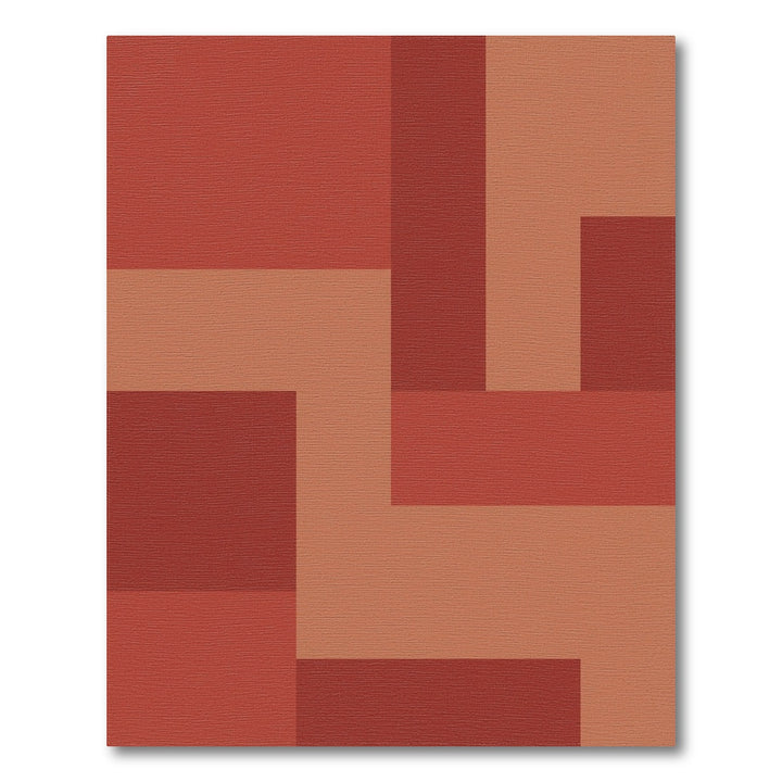 Terracotta Geometric Interlocking Blocks Rug