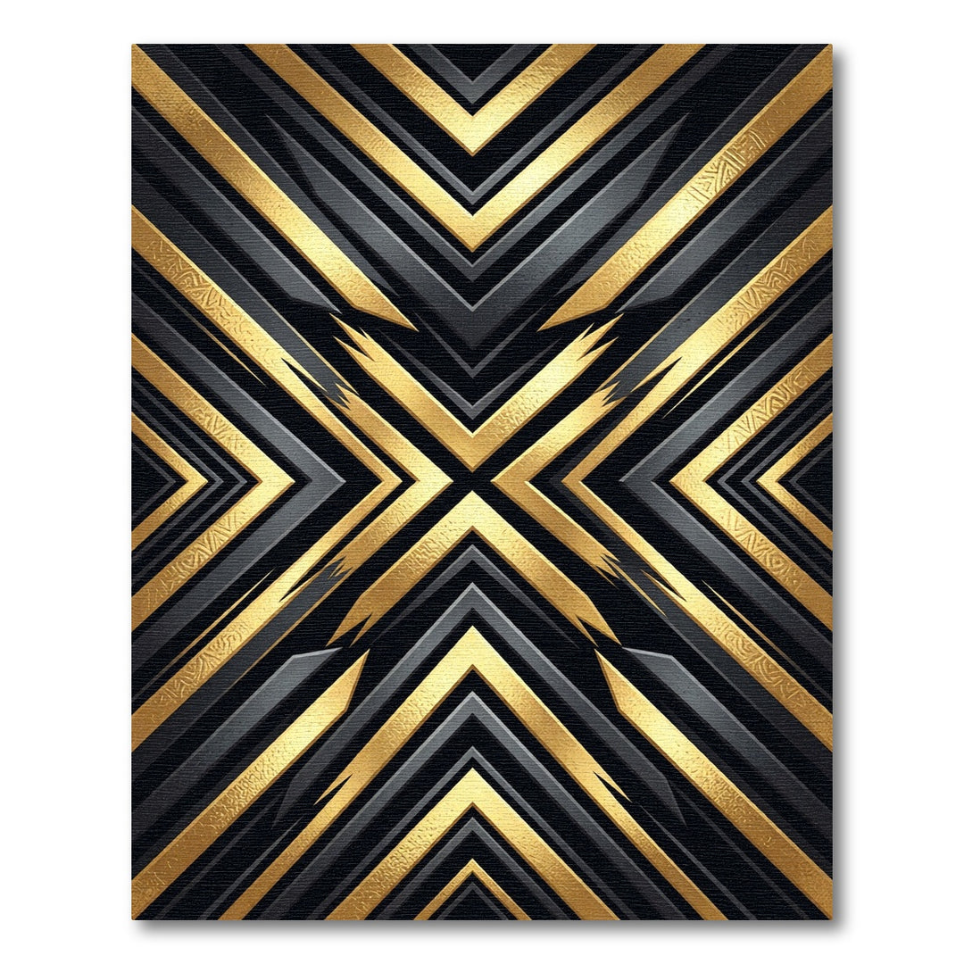 Black Gold Geometric Chevron Rug