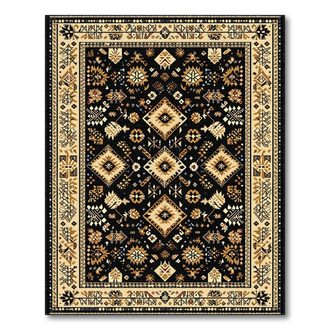 Heritage Tribal Black and Tan Geometric Area Rug