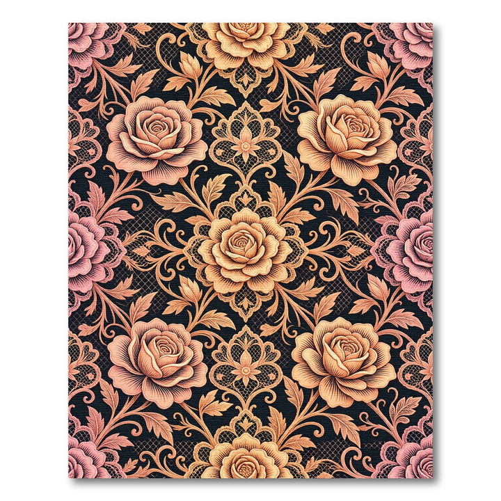 Pink Coral Rose Lace Medallion Rug
