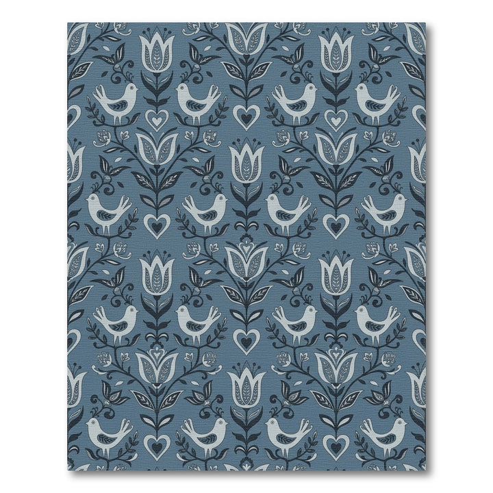 Folk Art Blue Bird Floral Heart Rug