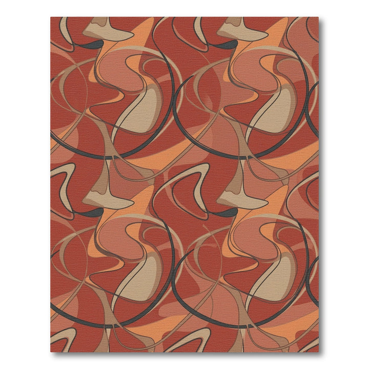 Terracotta Swirls Abstract Ribbon Art Rug