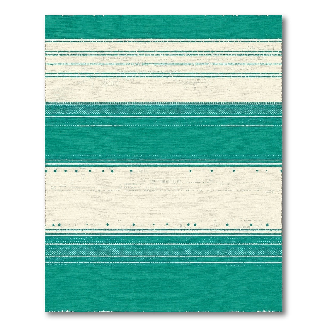 Teal Geometric Striped Washable Area Rug