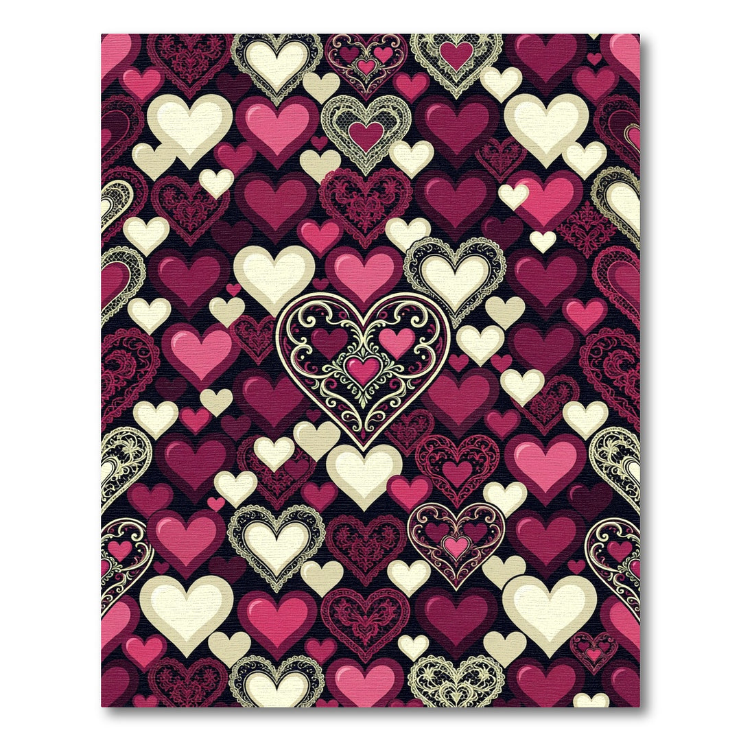 Romantic Paisley Lace Hearts Rug