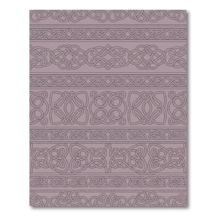 Mauve Nautical Rope Border Stripe Rug