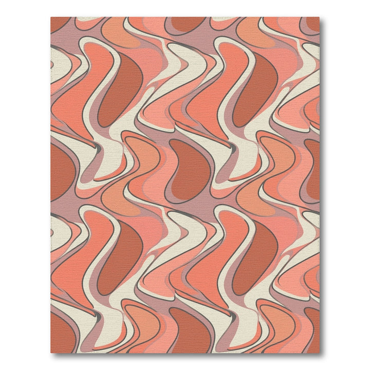 Retro Coral Abstract Wavy Flow Rug