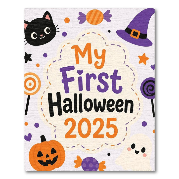 Multi-color and Patterns My First Halloween 2025 Kids Area Rug