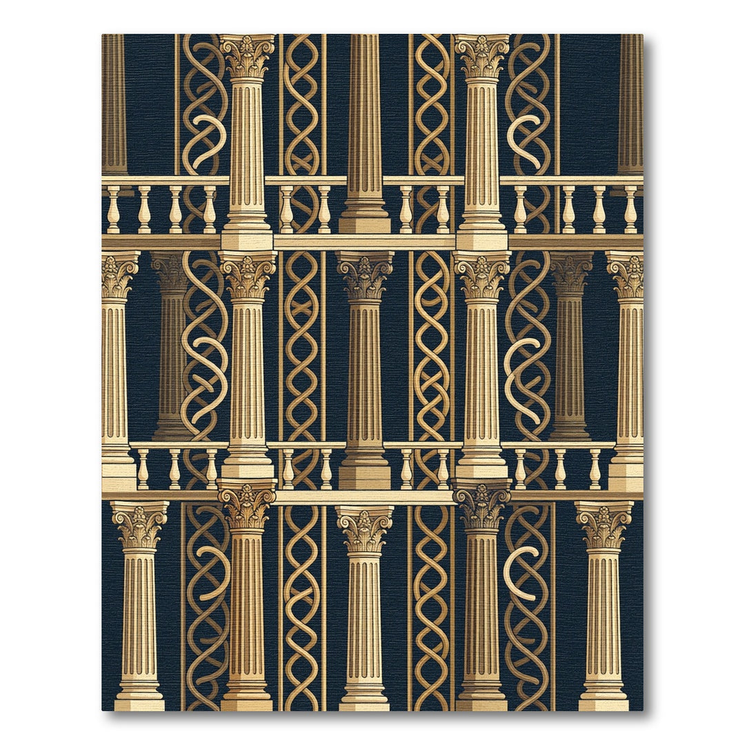 Golden Baroque Ionic Columns Rug