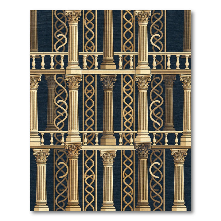 Golden Baroque Ionic Columns Rug