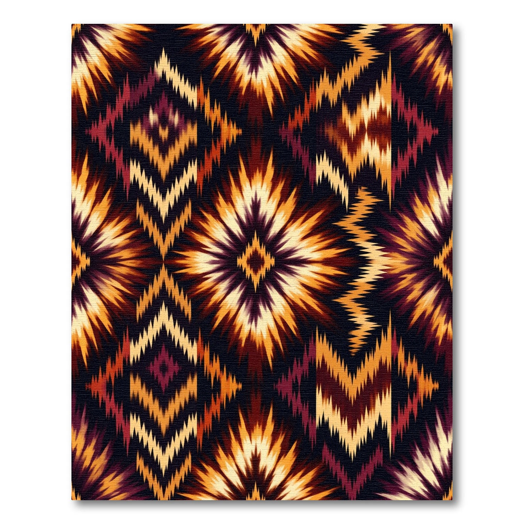 Fiery Sunburst Diamond Geometric Rug