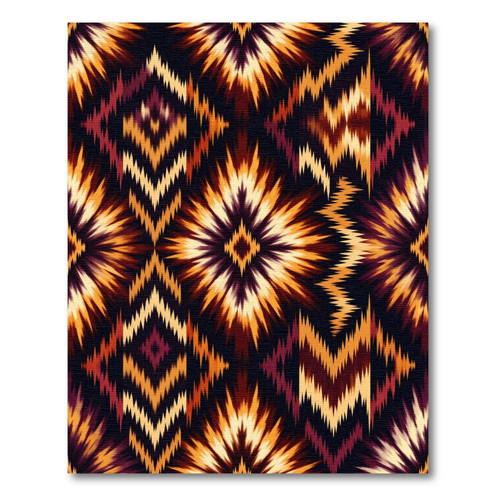 Fiery Sunburst Diamond Geometric Rug