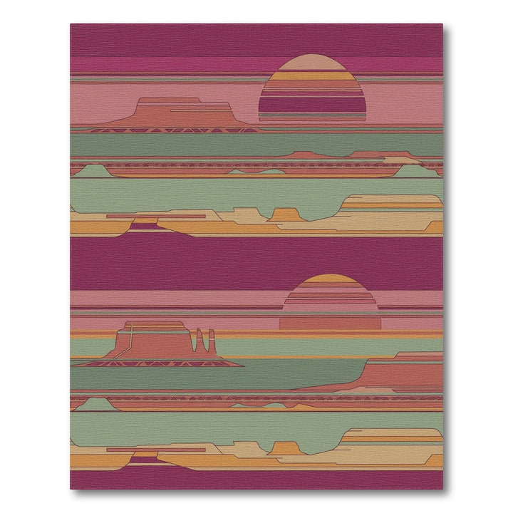 Desert Sun Geometric Landscape Stripes Rug